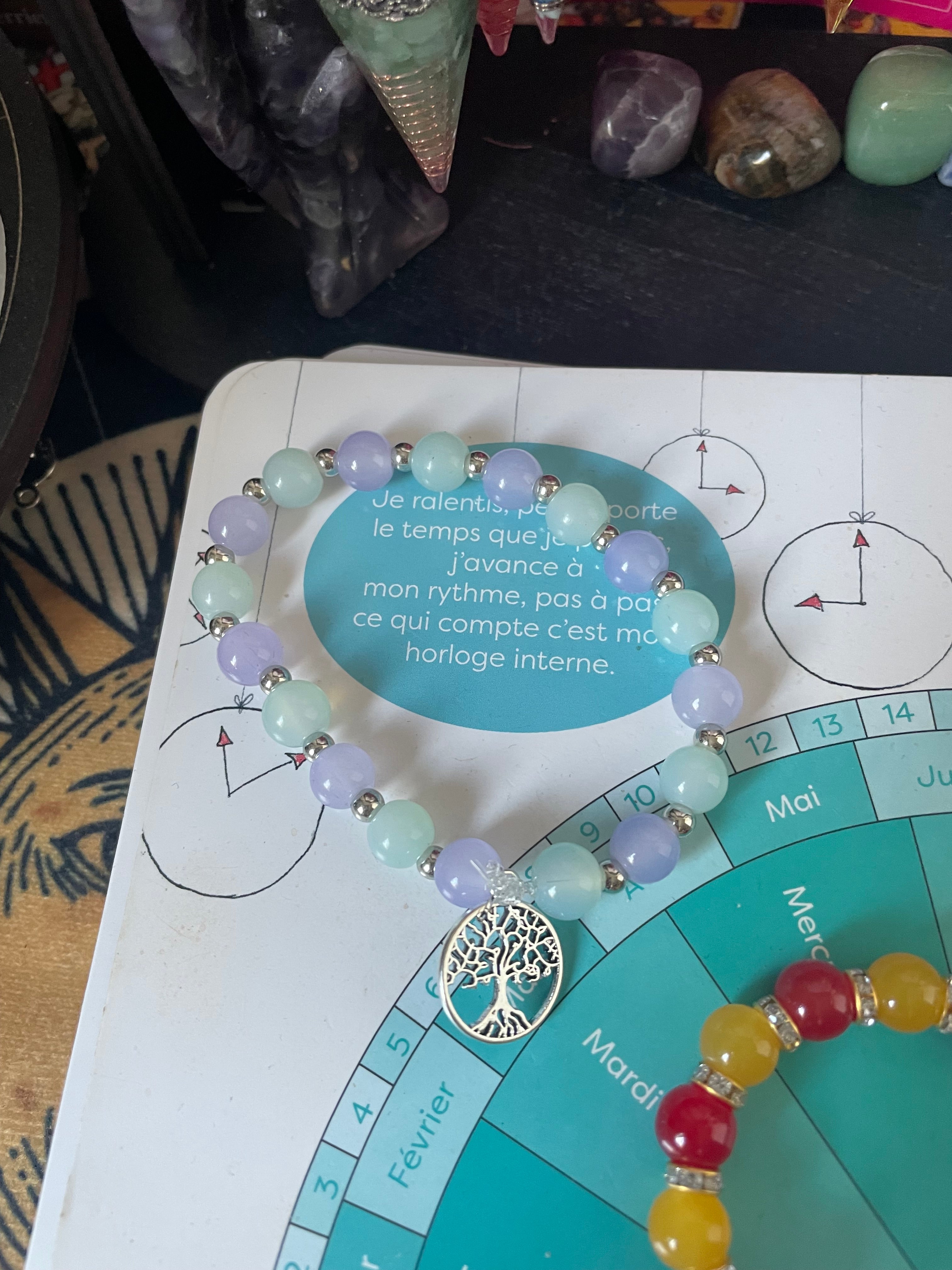 Bracelet Arbre de Vie – Lavande & Aquamarine