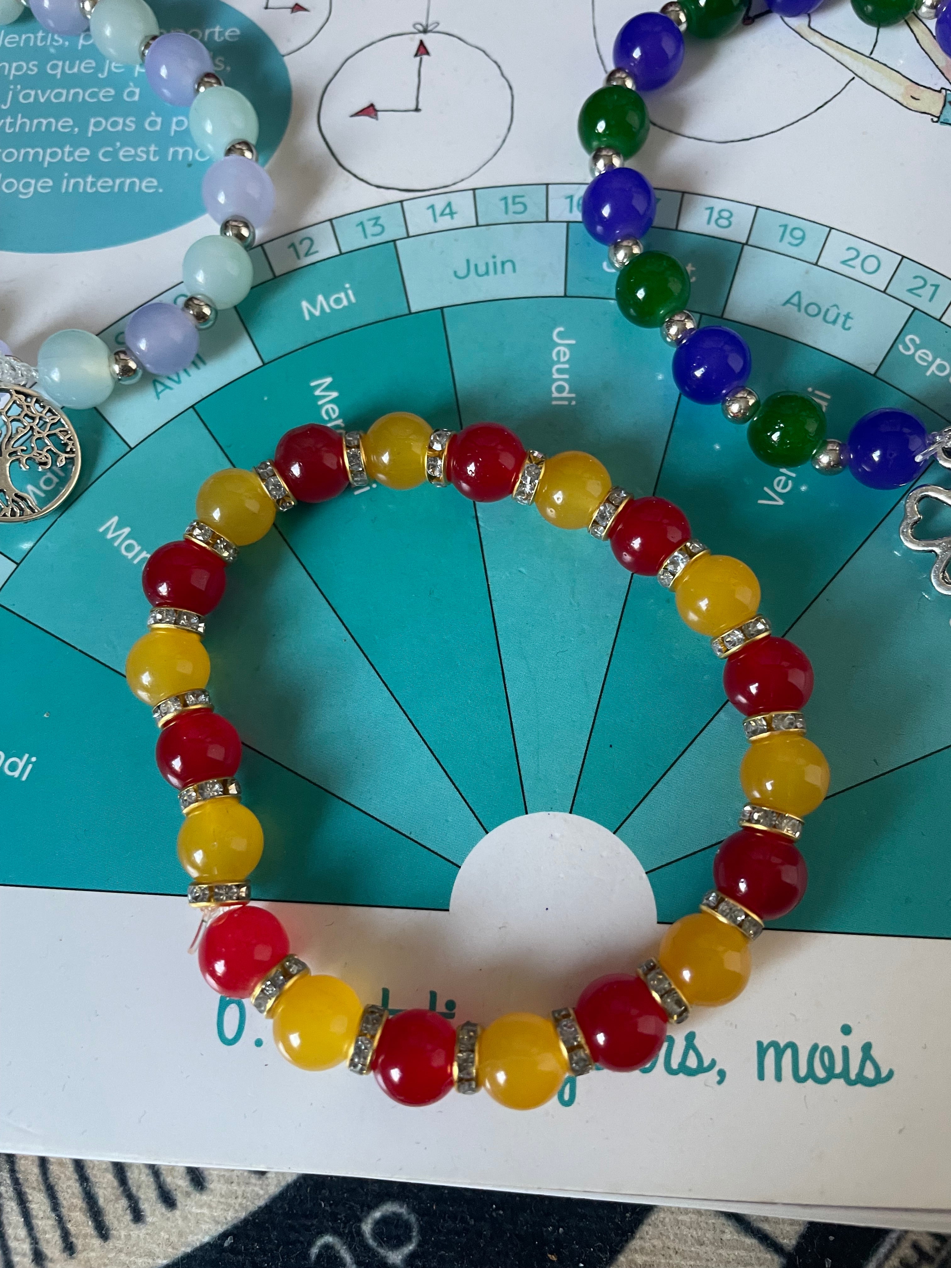 Bracelet Énergie Rouge & Jaune – Perles Facettées