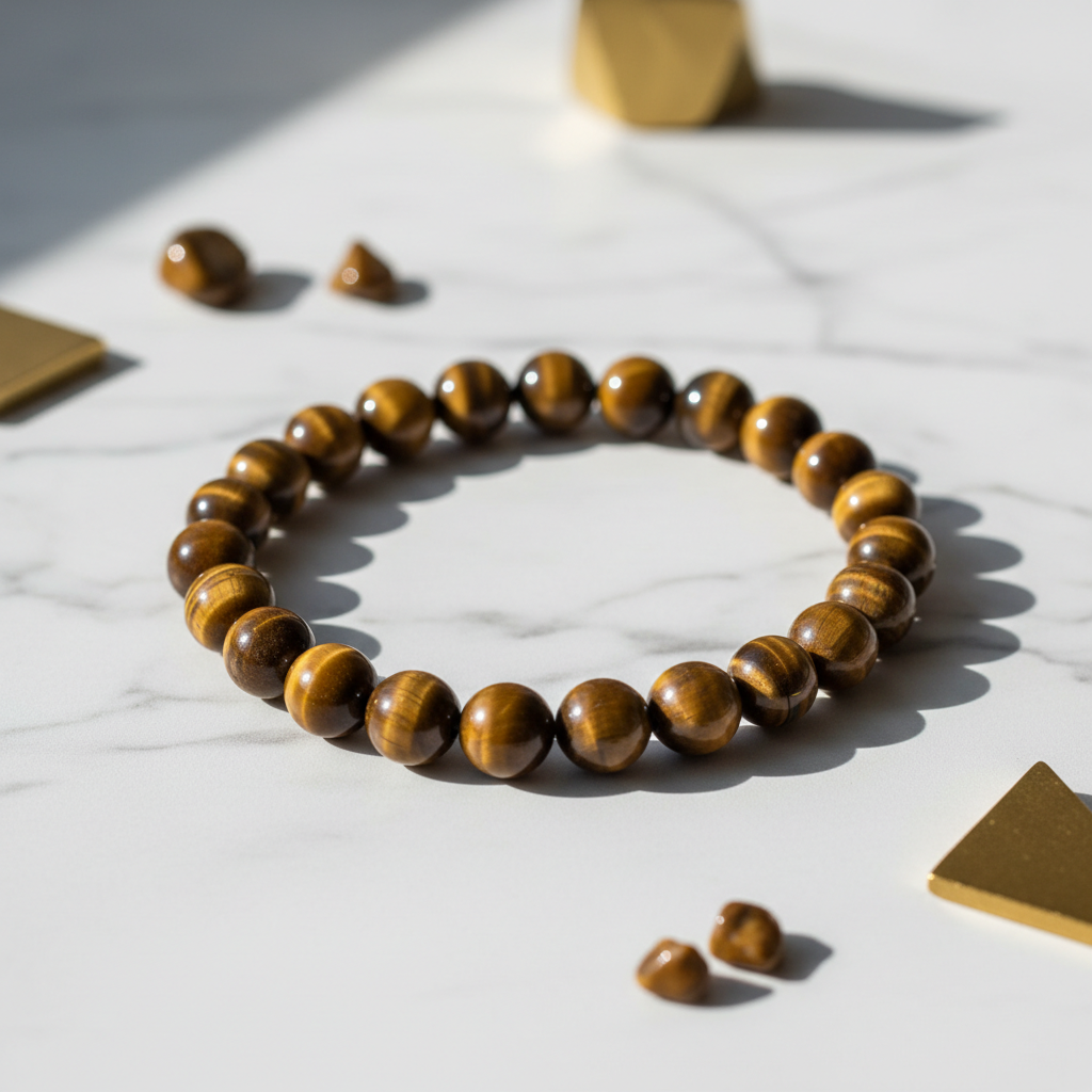 Bracelet Œil de Tigre naturel perles 8mm